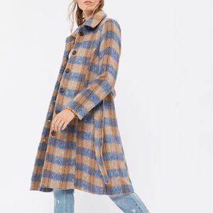 UO Rita Plaid Brushed Wool Coat | Size L